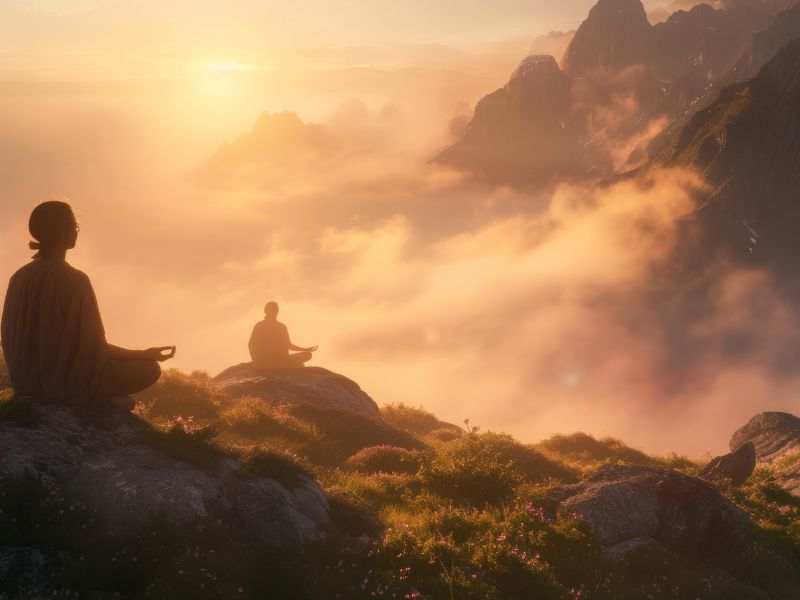 meditação nas montanhas buscando elevação espiritual