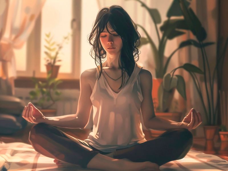 uma pessoa meditando, representando a prática da meditação estoica.